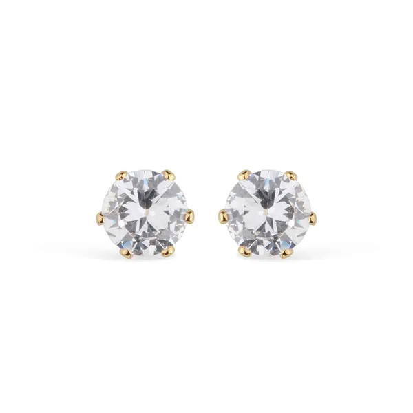 Brinco Dourado Ponto de Luz Pequeno em Zircônia